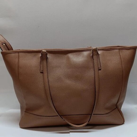 Coach East West City Tote Bag F23576 Tan Beige Saffiano Leather Shoulderbag GUC - Picture 3 of 16